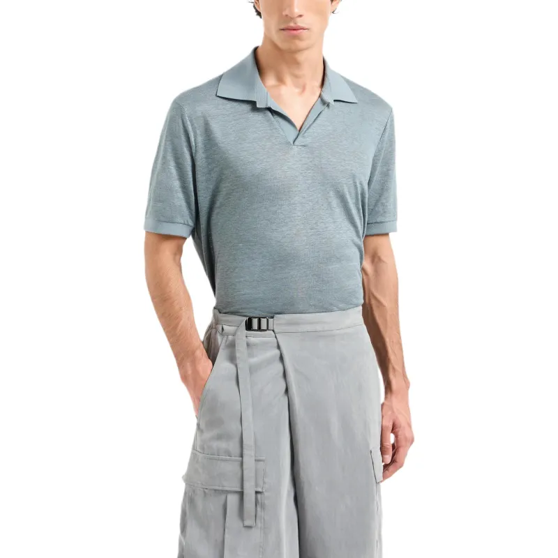 GIORGIO ARMANI Short sleeved Polo Shirt In Linen Jersey-1