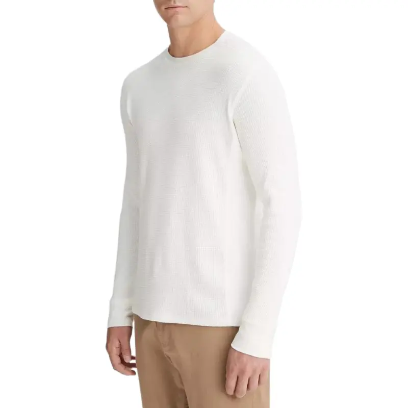 VINCE Thermal Long Sleeve Crew Neck Pullover Sweatshirt Men's White-2