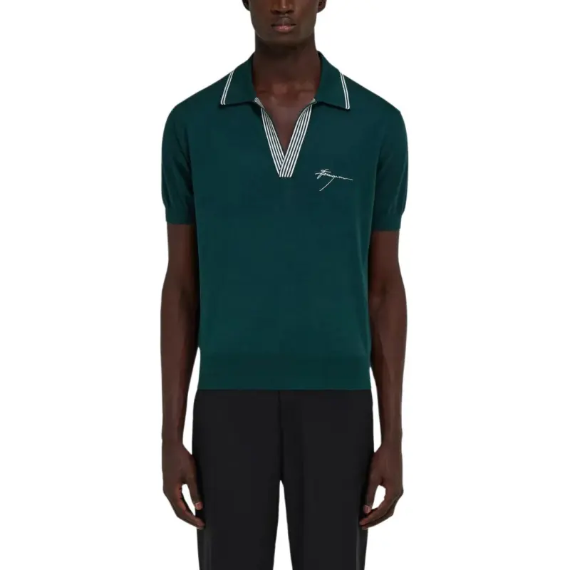 FERRAGAMO SS25 Polo Shirt Men's Dark Green-2