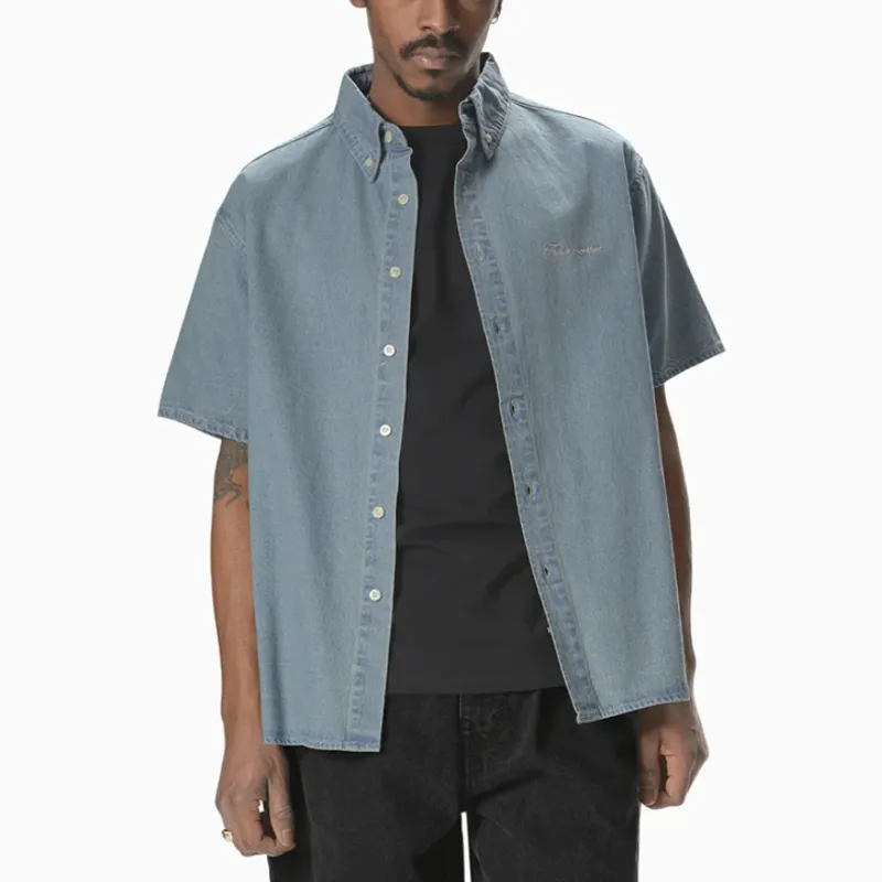 Thisisneverthat Logo embroidered Denim Shirt-4
