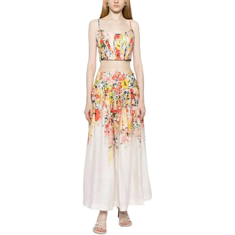 Zimmermann Alight Floral Printed Cropped Corset Top-2