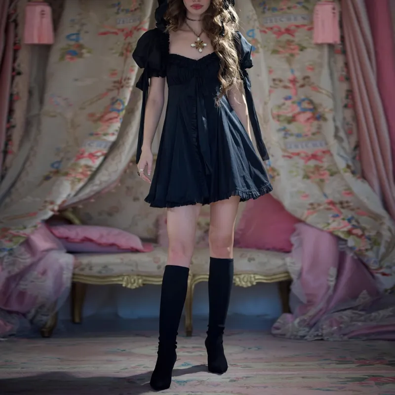 Selkie Collection FW24 Short Sleeved Dresses Women's Black-1