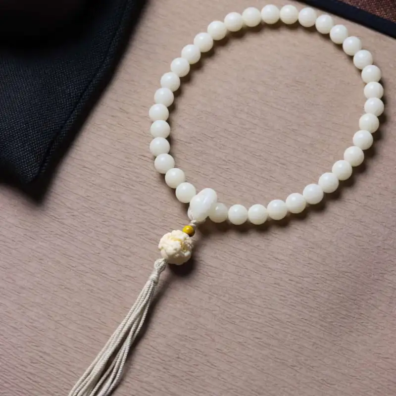 Lordship White Jade Bodhi Bead Chain Unisex-1