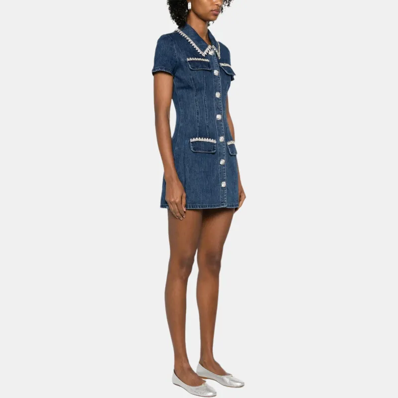 Self portrait Denim Collared Mini Dress-2