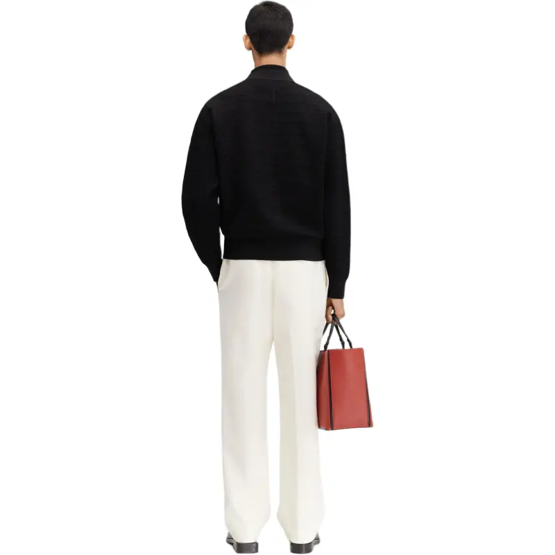 Jacquemus SS25 High neck Cardigan Knitwear Men's BLACK/Black-3