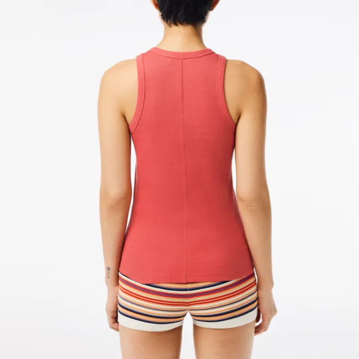 LACOSTE Logo-appliqué Ribbed Tank Top-3