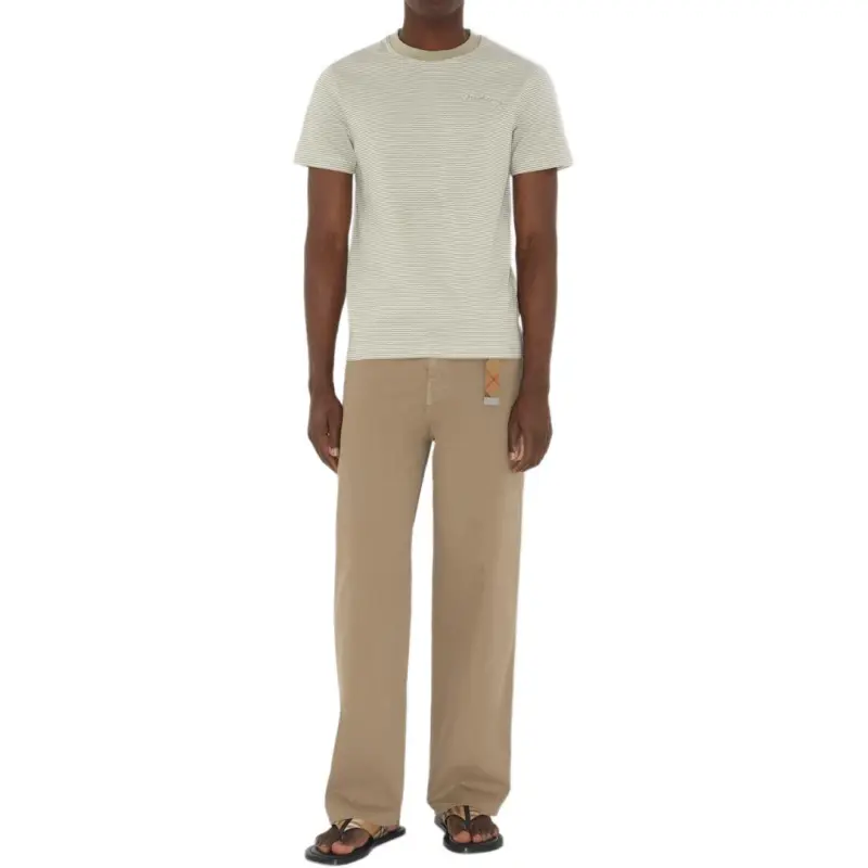 Burberry Logo Printed Striped Crewneck T Shirt-1