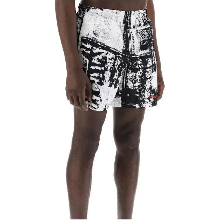 Alexander McQueen Pattern Printed Logo Embroidered Swim Shorts-2