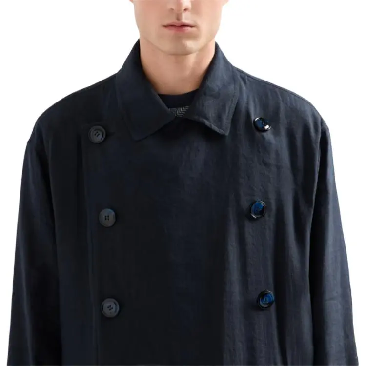 GIORGIO ARMANI Linen And Viscose Double breasted Overcoat-3