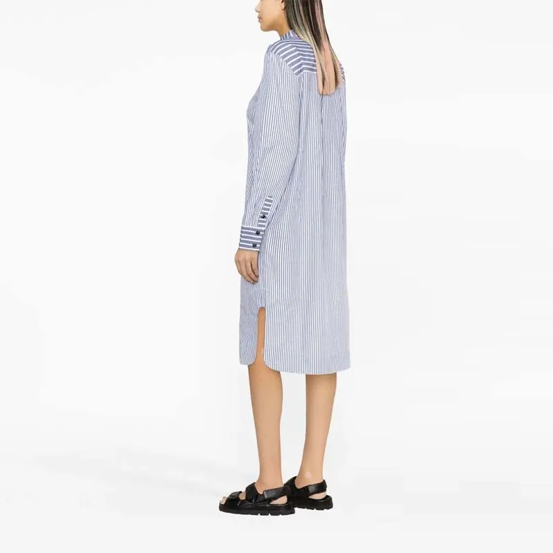 GANNI Long-Sleeved Striped Shirt Dress-3