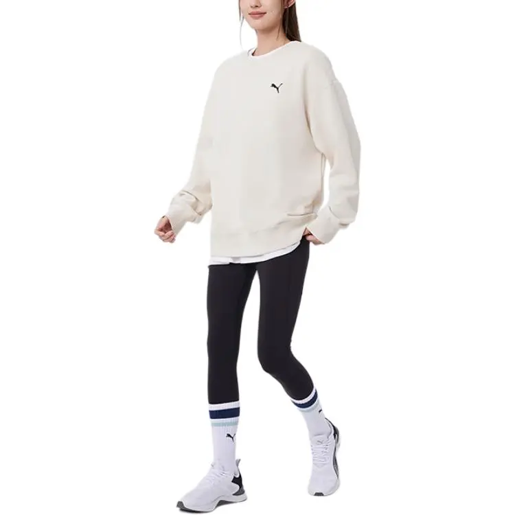 PUMA ESS CREW FL Sweatshirt Unisex Snow White-2