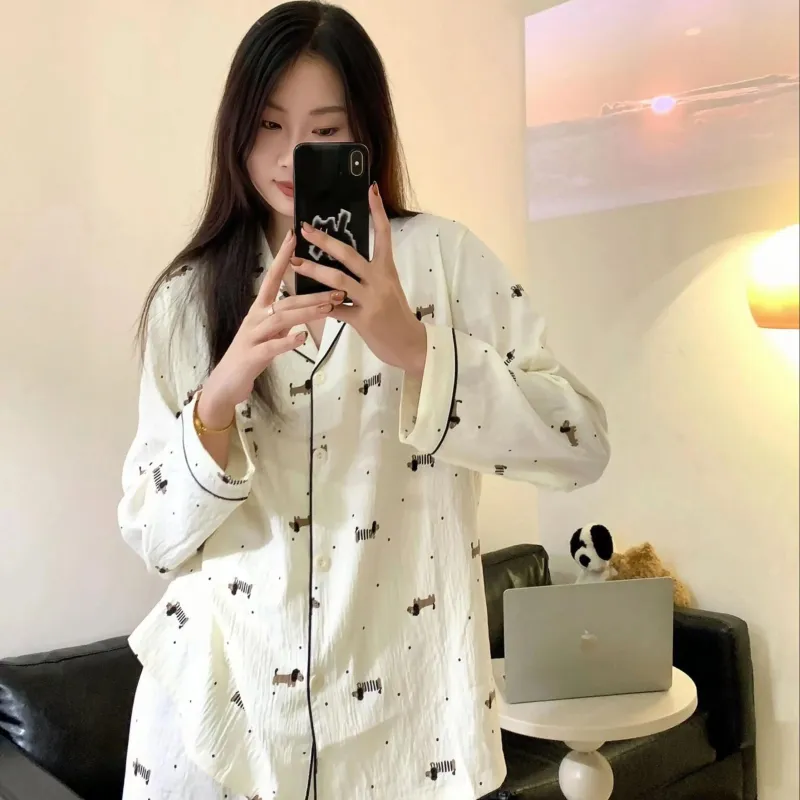 WANANNI Pajama Set Women's Apricot White-5
