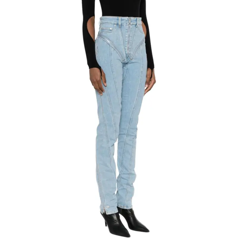 Mugler Spiral High rise Zip embellished Skinny Jeans-2