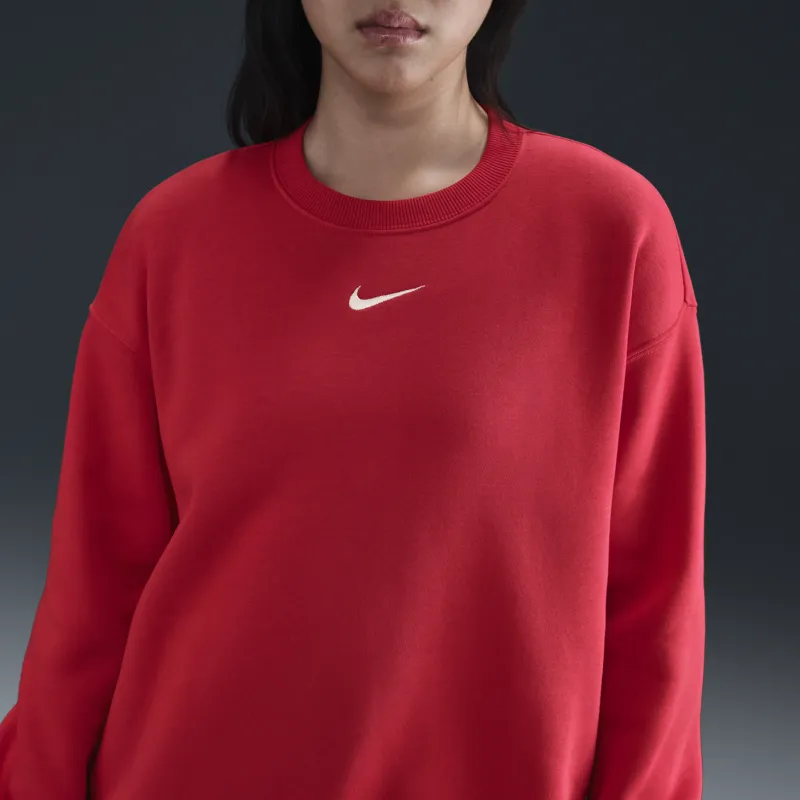Nike PHNX FLC OS LONG CRE Sweatshirt Women's Red-3