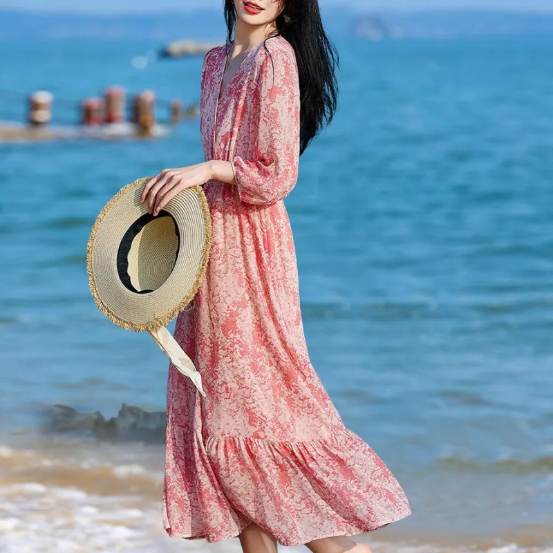 【dme】 Long Sleeved Dresses Women's Pink-2
