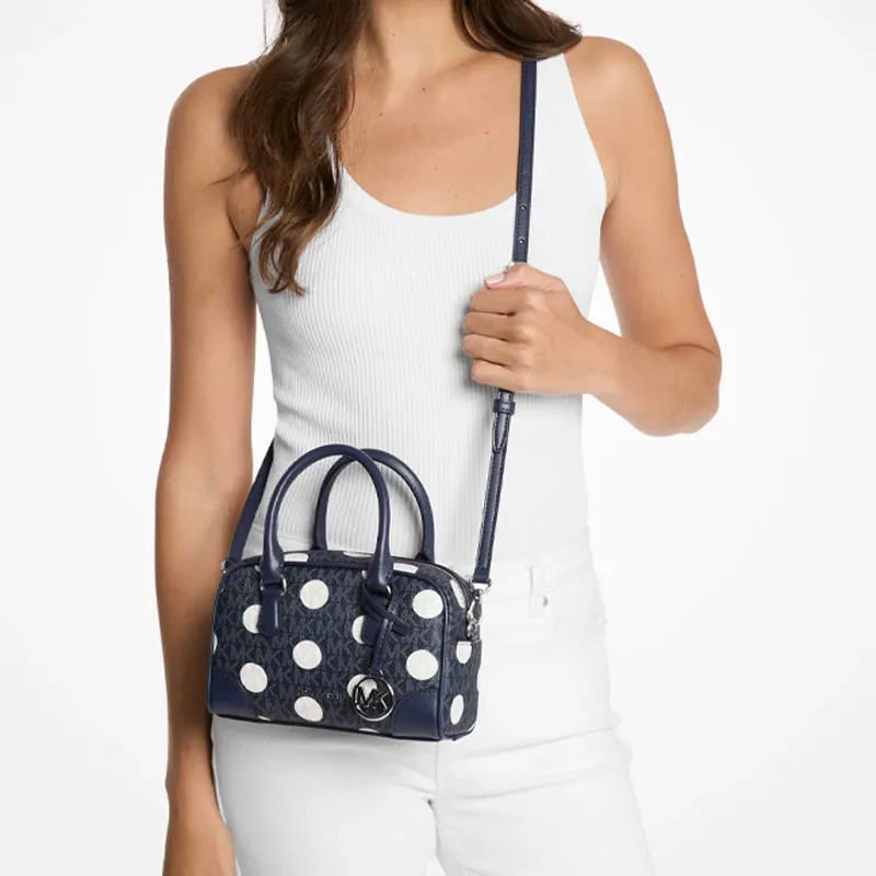 MICHAEL KORS Artificial Leather Shoulder Bag, Crossbody Bag, Handbag Extra Small Women's Marine Blue & White-4
