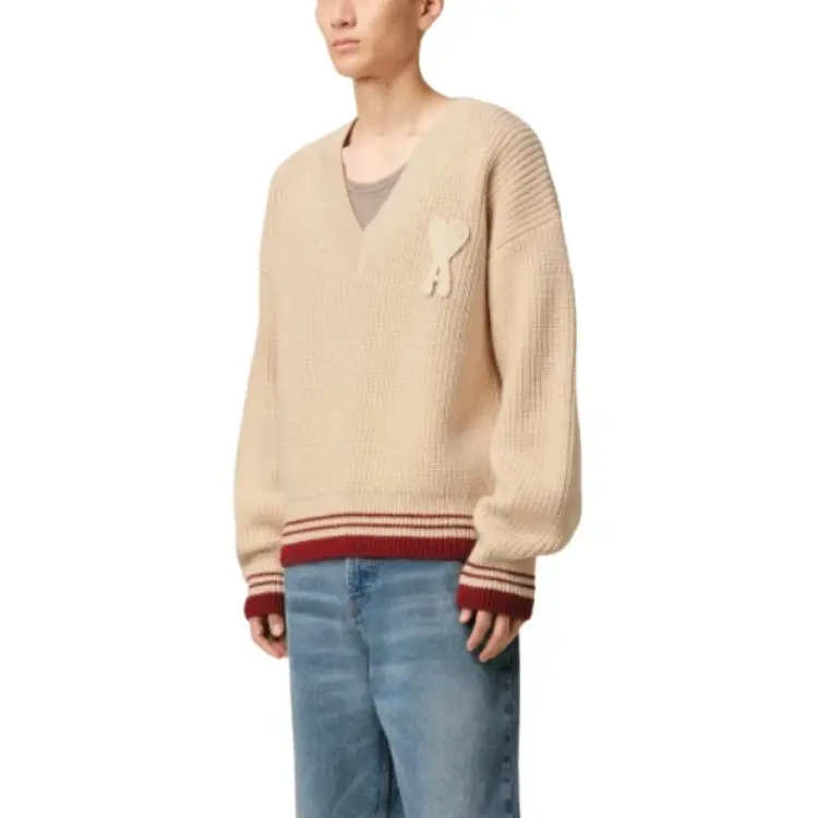 Ami Paris Ami De Coeur V Neck Knitted Jumper-5
