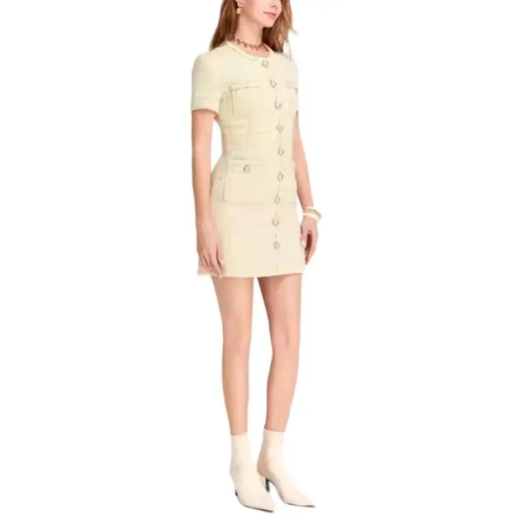 Bebe Short Sleeved Dress Women's Yellow-1