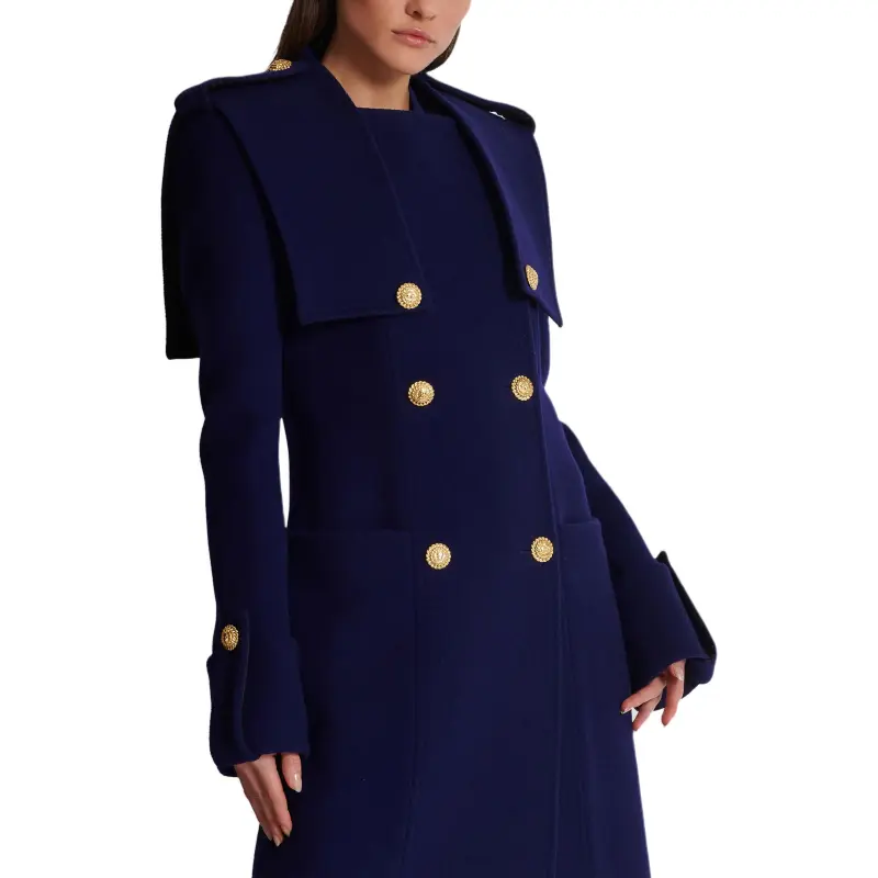 BALMAIN Double Breasted Long Sleeved Trench Coat-6