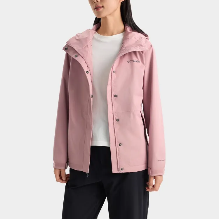 Columbia Outdoor Hiking Waterproof And Warm Windbreaker Jacket Women's Cherry Blossom Pink-2