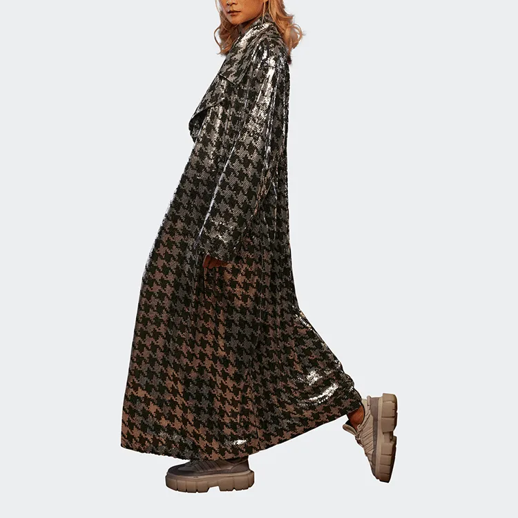 Adidas Ivy Park Halls Of Ivy Long Sequin Houndstooth Jacket Dark Blue/Wild Pine/Metallic Silver-4