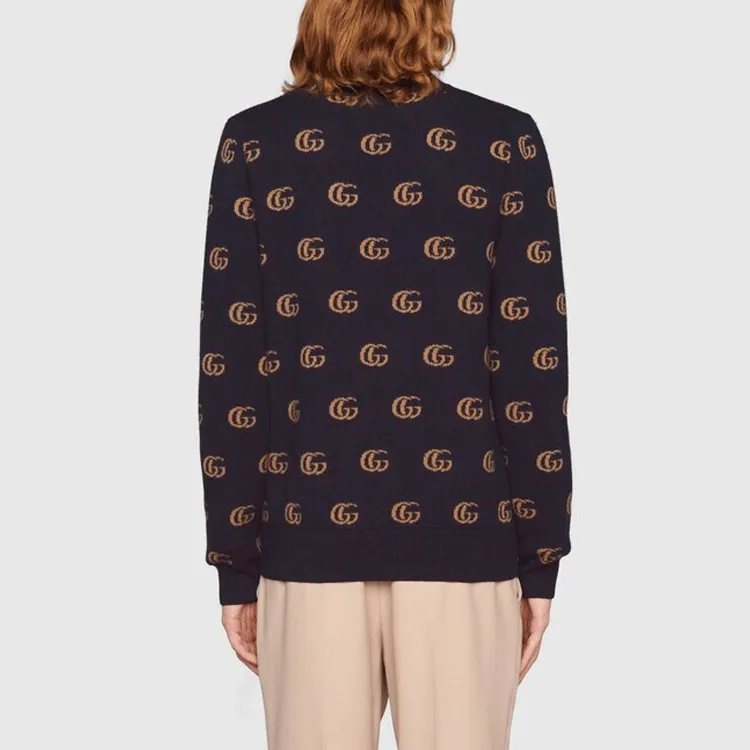 GUCCI Cashmere Sweaters Men Navy Blue-2