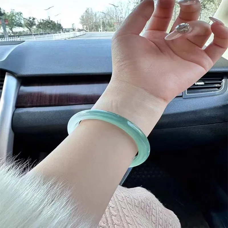 JUNWEN Chalcedony Jade Bangles Women's-1