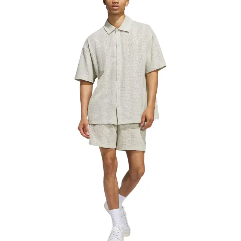 Adidas Originals KNIT Sports Shorts Unisex Light Sesame Gray/Wonder White-5