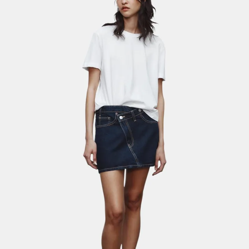 ZARA Trf Denim Short Skirts Women's Deep Indigo Cyan-4