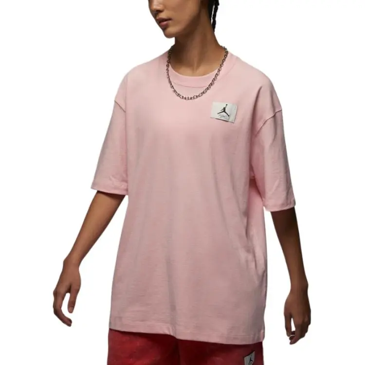 Jordan Drop Shoulder Sleeve T Shirt Women's Elegant Light Pink-3