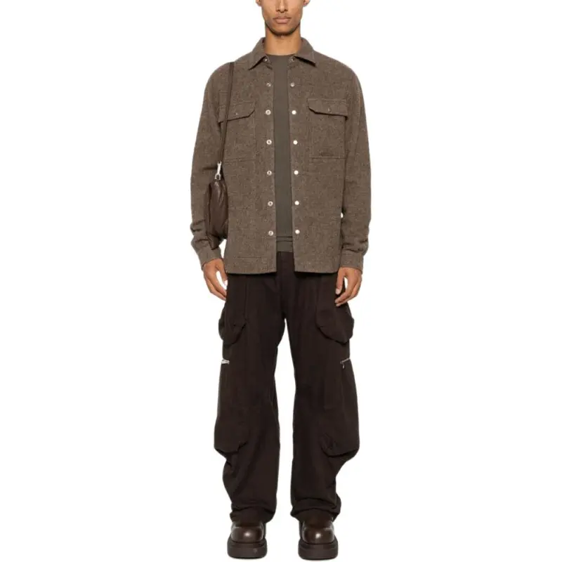 RICK OWENS Felted Curved Hem Overshirt-2