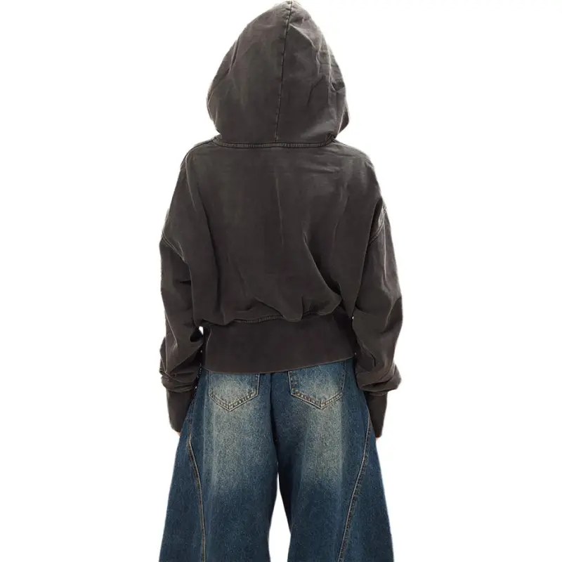 DanerWang Sweatshirts Unisex Washed Black-5