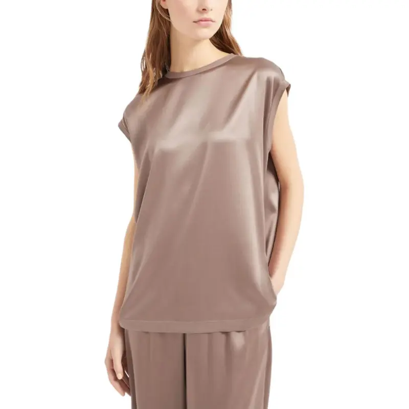 Brunello Cucinelli Monili embellished Satin T shirt-1