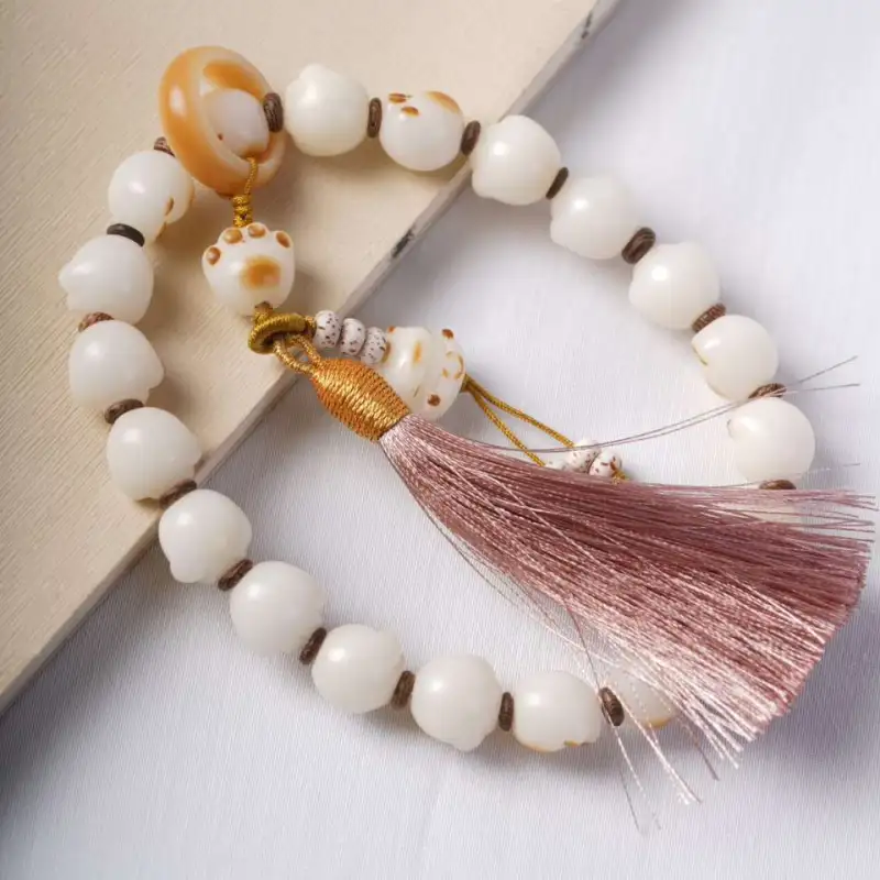 Lordship White Jade Bodhi Bead Chain Unisex-1