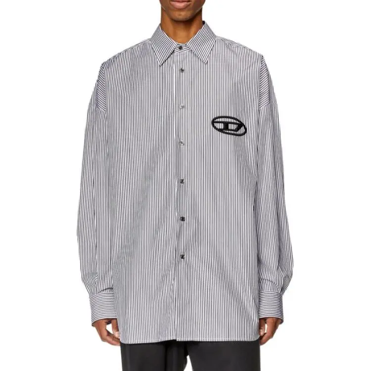 DIESEL Logo Embroidered Striped Shirt-3