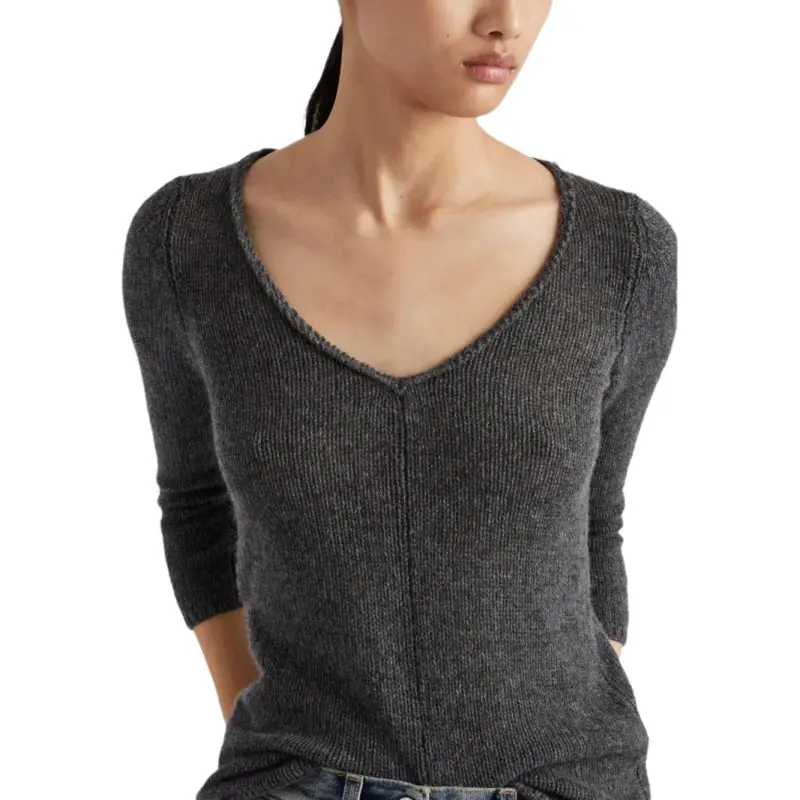 PRADA SS25 Cashmere Sweater Women's Gray-3