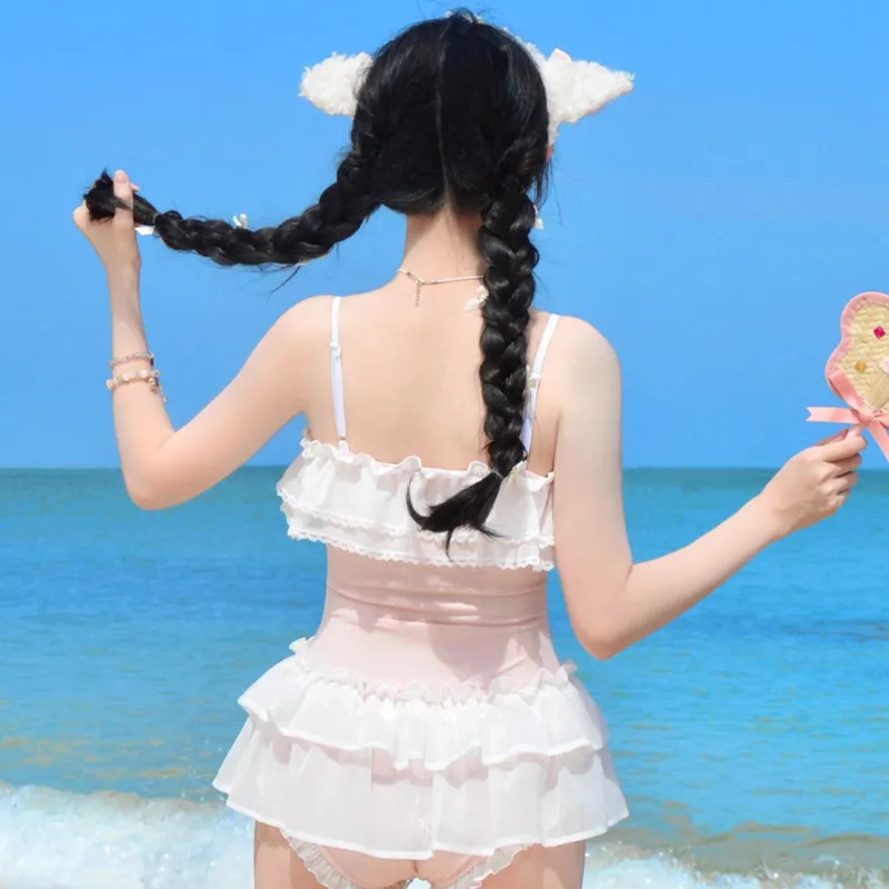 YuChaJia One piece Swimsuit Women's Light Pink-3