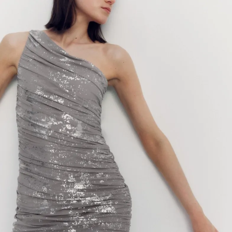 ZARA Sleeveless Dresses Women's Silver-3