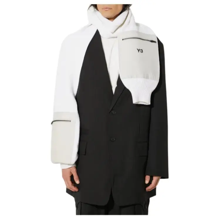 Y 3 Wool Knit Scarves Men's White-3