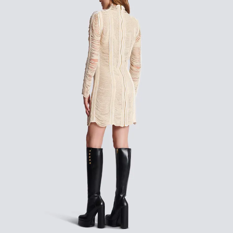 BALMAIN Long-Sleeved Dresses Women's Beige-2