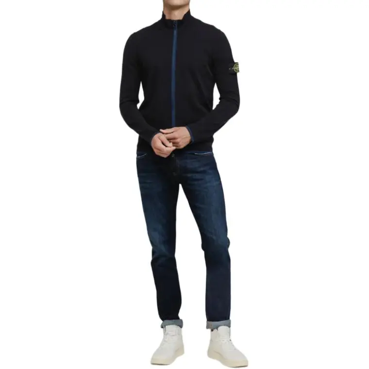 STONE ISLAND Compass Patch High Neck Zipped Cardigan-4
