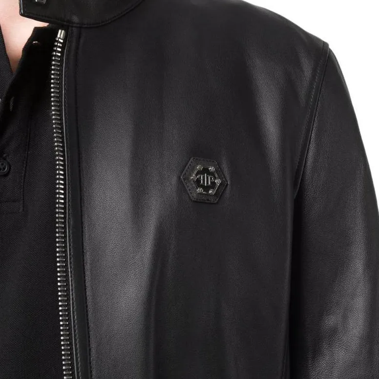 PHILIPP PLEIN Logo Zipped Biker Jacket-7