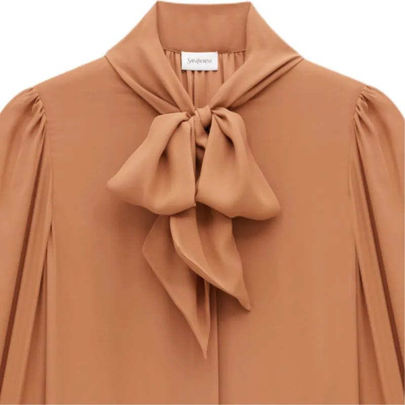 SAINT LAURENT Pussy Bow Long Sleeved Blouse-5