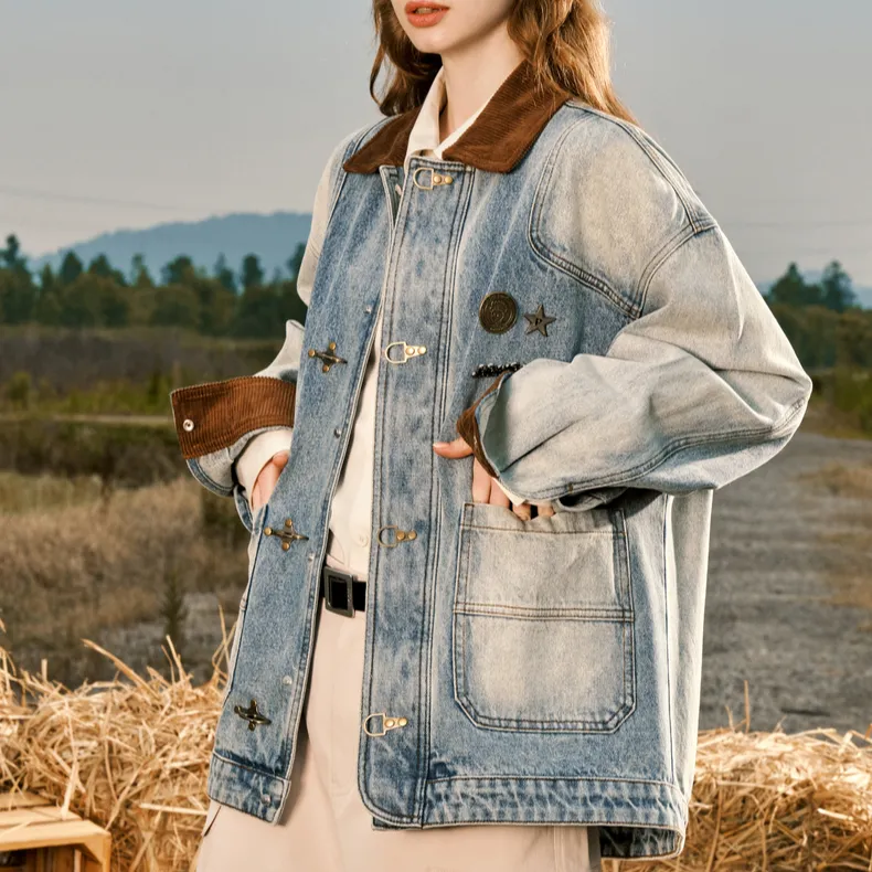 Bosieagender Denim Jacket Unisex Aqua Blue-4