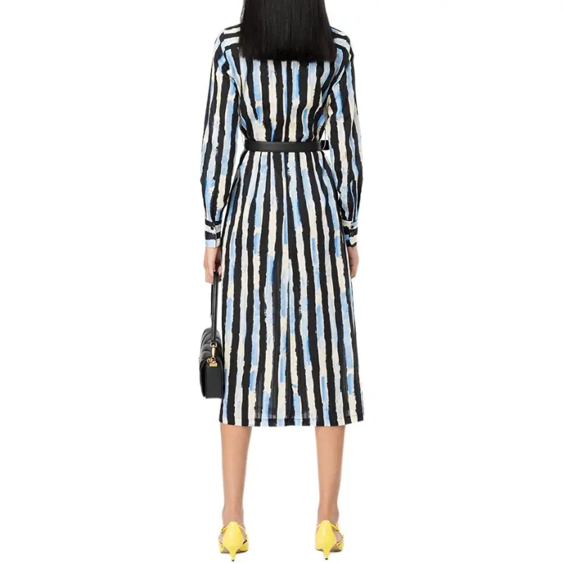 PINKO Paint Stripe Printed Midi Shirt Dress-3