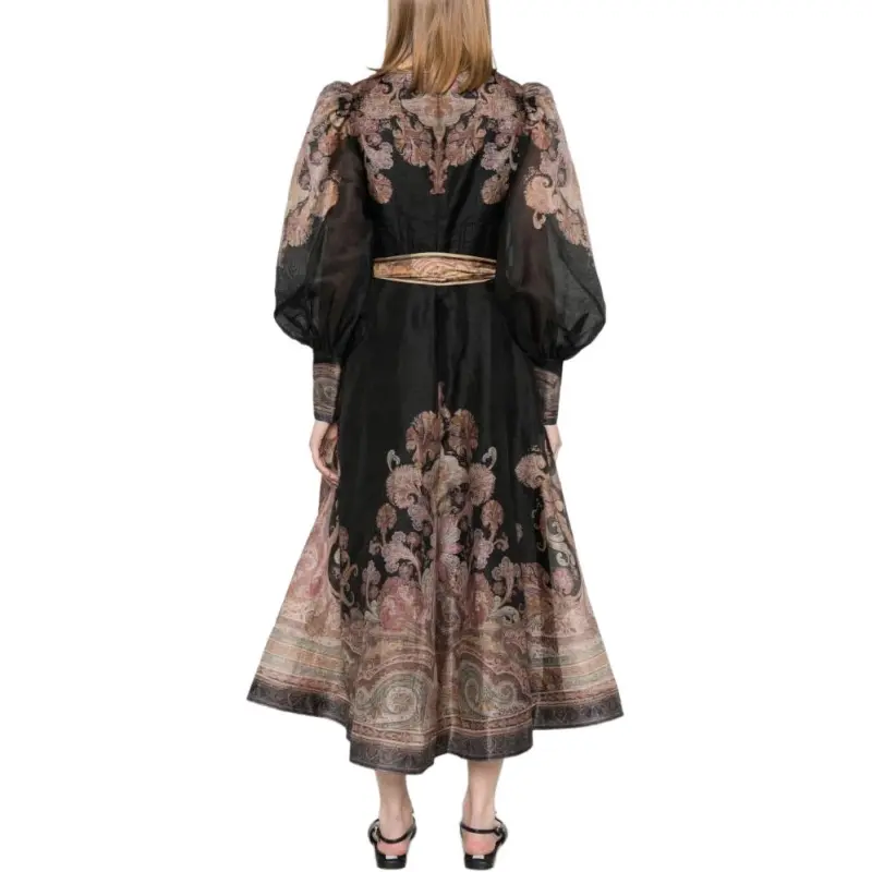 Zimmermann Illustration Structured Balloon Sleeved Maxi Dress-2