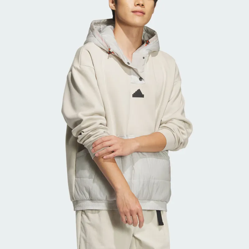 Adidas FW24 TECH WARM MIX TOP Sweatshirt Unisex Light Sesame Earth Gray-3
