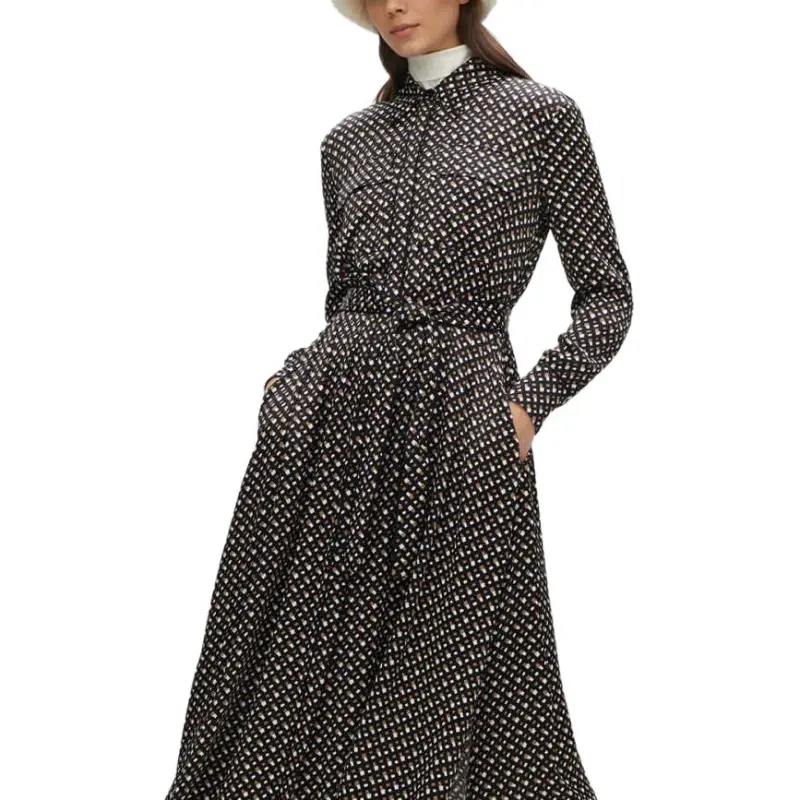 HUGO BOSS FW22 Long Sleeved Dress Women's Mixed Color-3