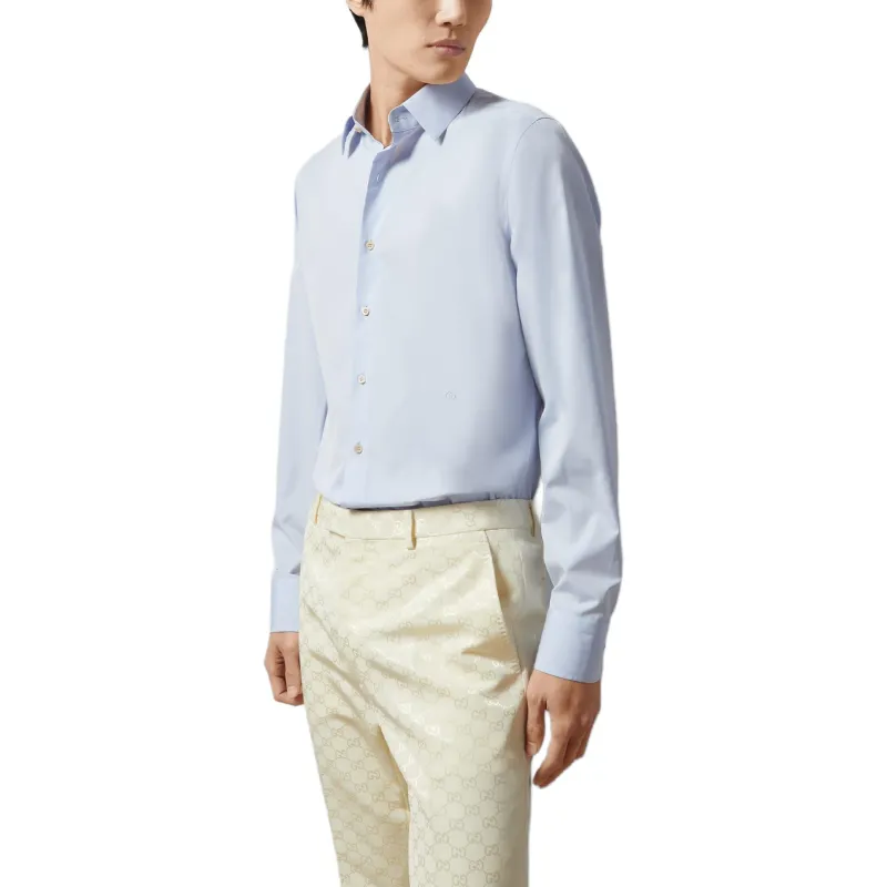 GUCCI Double G embroidered Cotton Shirt-6