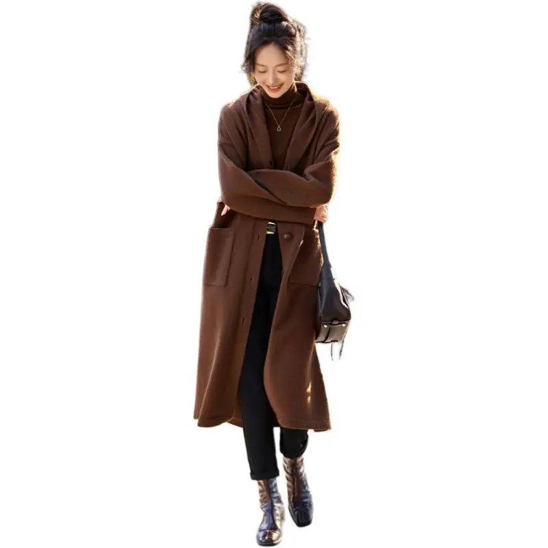 Mo Han Yi Mei Knitwear Women's Coffee-3